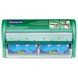 Salvequick Röntgendetecteerbare pleisterautomaat Salvequick Röntgencontrastdetecteerbare pleisterdispenser,incl. 2 x 30 pleisters (18 stuks van 72x19 mm en 12 stuks van 72x25 mm)